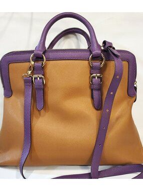 Jeanne Lottie leather bag purse tan purple